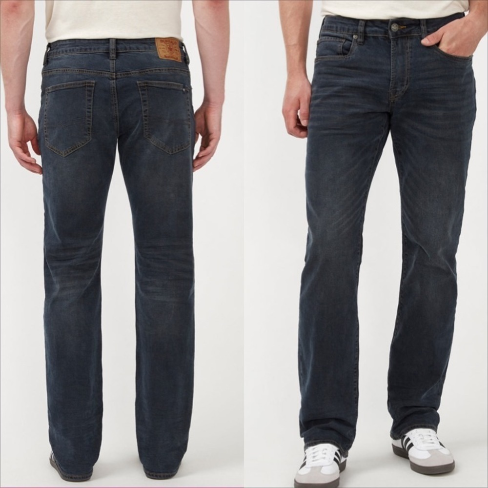 Buffalo David Sitton medium wash straight stretch sandblasted‎ jeans